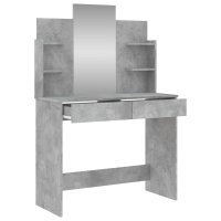 Masa de toaleta gri beton cu oglinda, dimensiuni 96x39x142 cm - 5