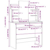 Masa de toaleta gri beton cu oglinda, dimensiuni 96x39x142 cm - 9
