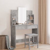 Masa de toaleta gri beton cu oglinda, dimensiuni 96x39x142 cm - 2