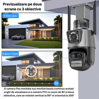 Camera de supraveghere exterioara tripla 4K 9MP cu Wi-Fi, PTZ si zoom optic 8x - 2