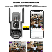 Camera de supraveghere exterioara tripla 4K 9MP cu Wi-Fi, PTZ si zoom optic 8x - 3