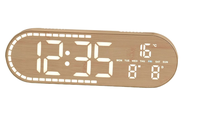 Ceas digital de birou 8053 cu afisaj LED mare, alarma si design cu aspect de lemn - 1