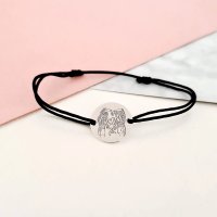 Bratara personalizata - Banut de 15 mm - Model gravat legatura surori/prietene - Argint 925 - snur reglabil - 1