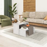 Set 3 masute Kantar Pako World, alb si bej deschis, 65x30x39 cm - 2