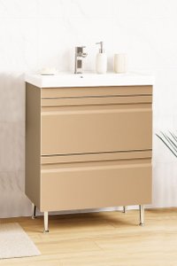 Set Baza front MDF si Lavoar seria 786, cu sertare, montat, 60 cm, cappuccino - 1