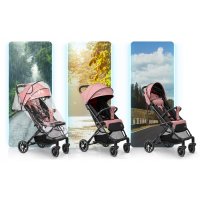 Carucior sport pentru copii Nukido Paseo Roz cu suspensii, spatar reglabil, pliere compacta potrivit pentru avion - 1