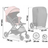 Carucior sport pentru copii Nukido Paseo Roz cu suspensii, spatar reglabil, pliere compacta potrivit pentru avion - 3