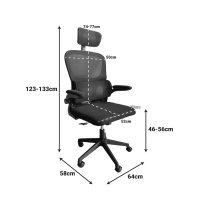 Scaun de birou, Recko, Gri, 64x58x133 cm - 5