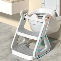 Reductor Wc copii pliabil Little Mom White, multifunctional, in structura triunghiulara, cu colac moale PU, inaltime ajustabila, prevazut cu manere, protectie antistropire, antiaderent, potrivit si toaletelor patrate - 1