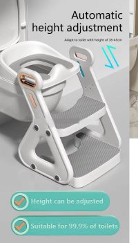 Reductor Wc copii pliabil Little Mom White, multifunctional, in structura triunghiulara, cu colac moale PU, inaltime ajustabila, prevazut cu manere, protectie antistropire, antiaderent, potrivit si toaletelor patrate - 2