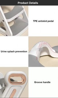 Reductor Wc copii pliabil Little Mom White, multifunctional, in structura triunghiulara, cu colac moale PU, inaltime ajustabila, prevazut cu manere, protectie antistropire, antiaderent, potrivit si toaletelor patrate - 3
