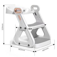 Reductor Wc copii pliabil Little Mom White, multifunctional, in structura triunghiulara, cu colac moale PU, inaltime ajustabila, prevazut cu manere, protectie antistropire, antiaderent, potrivit si toaletelor patrate - 7