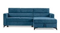 Colțar Extensibil MIZZONI, cu lada depozitare, tetiere reglabile, 250 x 175 x 94 cm, varianta pe dreapta, Albastru Denim, Outlet - 1