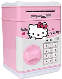 Pusculita pentru copii cu functie ATM cod pin si seif Roz/Alb Hello Kitty - 1