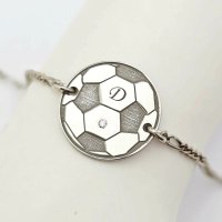 Bratara Fotbal cu Diamant Natural - Argint Rodiat pentru Copii - 1