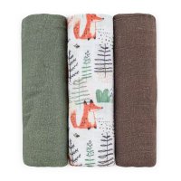 Set 3 scutece din muselina de bambus Petite&Mars Moussy Forest Fox, hipoalergenice, 68 x 68 cm, Oeko-Tex Standard 100 - 1