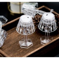 Set 12 mini lampi de masa LED cu cristale, abajur transparent si lumina calda - 1