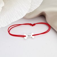 Bratara personalizata cu pandantiv Os - Argint 925, snur reglabil diverse culori - 1