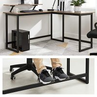 Birou de Colt Vasagle Negru-Ivoar 140x130x92.2 cm - 5