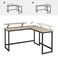 Birou de Colt Vasagle Negru-Ivoar 140x130x92.2 cm - 6