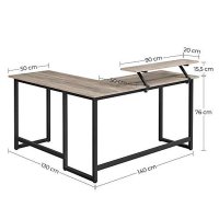 Birou de Colt Vasagle Negru-Ivoar 140x130x92.2 cm - 7