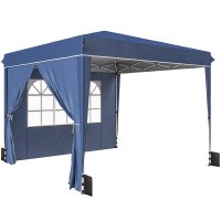 Pavilion Pliabil Outsunny 3x3 m cu Înălțime Ajustabilă, Pereți Laterali și Accesorii, Albastru Închis | Aosom Romania - 1