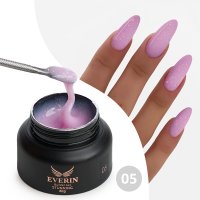 Gel Constructie Everin Stunning 05 Lila Pastel cu Paiete Holografice | Gel Autonivelant Profesional - 1