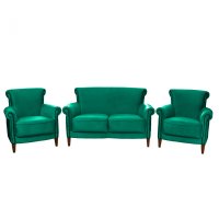 Set YORK 2-1-1, canapea fixa 2 locuri si 2 fotolii fixe, verde - 1