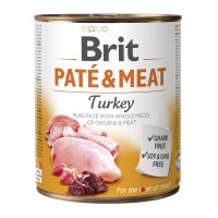BRIT Pate & Meat, Curcan, conservă hrană umedă fără cereale câini, (pate cu bucăți de carne), 800g - 2
