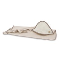 Prosop cu gluga, Qmini, Mare, Dimensiune 100x100 cm, Din bambus si bumbac interlock, Din materiale certificate Oeko Tex Standard 100, Beige - 1