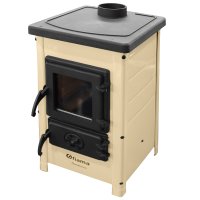 Semineu pe lemne Fiama SD HAPPY cu plita din fonta, 6 kW, crem - 1