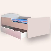 Pat pentru copii alb, cu sertar si saltea, 2-6 ani, 130x60 cm - 2