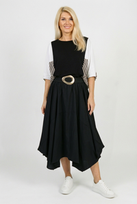 Fusta midi neagra cu colturi din vascoza pentru dama - 1