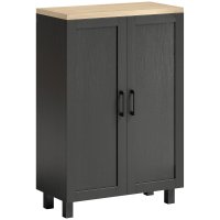 Bufet Modern HOMCOM pentru Living cu 2 Uși si Poliță Reglabilă, 60x30x90 cm, Negru - 1