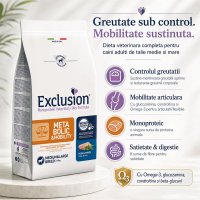 EXCLUSION Monoprotein VD Metabolic&Mobility Medium/Large, M-XL, Porc și Fibre, dietă veterinară, hrană uscată câini, obezitate, sistem articular, 12kg - 3