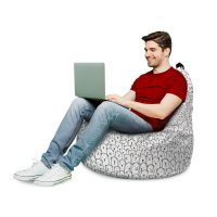 Fotoliu Updeco Puf Bean Bag tip Big Chill alb cu ursi - 3