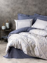Lenjerie 1 Persoana Nitsa Bleumarin (Bumbac 100%) - 1