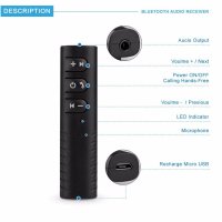 Receptor Techstar® Bluetooth Audio Jack 3.5mm Wireless Auto Clip On BT2 - 11