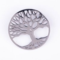 Brosa metalica Pomul Vietii argintie cu snur martisor - 1