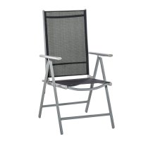 Scaun Pliabil de Gradina Outsunny cu Spatar Reglabil din Aluminiu, 65x55x107 cm, Negru - 1