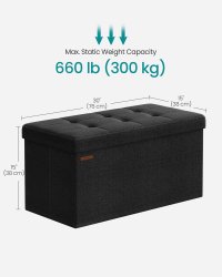 Cufar de depozitare pliabil Songmics Negru 76x38x38 cm - 3