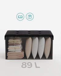 Cufar de depozitare pliabil Songmics Negru 76x38x38 cm - 4