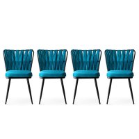 Set 4 scaune KUSAKLI, negru si albastru, dimensiuni 43x43x82 cm - 1