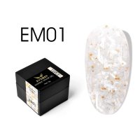 Everin Marble Color Gel EM01 – Gel color efect marmură, fulgi albi &amp; accente aurii (5g) - 1