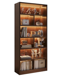 Biblioteca cu 6 rafturi deschise cadru lemn 180x60x24 cm Stejar negru - 1