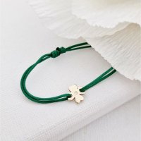 Bratara cu Diamant Natural Trifoi - Aur 14K Galben/Roz/Alb si Snur Reglabil - 1