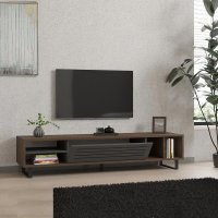 Comoda TV Maira 160 cm in Nuc si Antracit pentru Living - 1