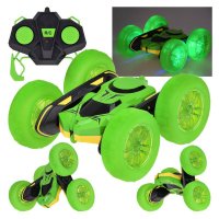 Masinuta cu telecomanda Stunt Car 360? Verde cu roti iluminate - 1