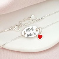 Bratara cu charm la alegere - Mama iubita - Pandantiv oval cu lantisor - Argint 925 - 1