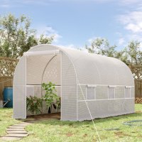 Outsunny Sera tunel, sera cu cadru din Otel Galvanizat, sera pentru plante, legume, fructe, Alb | AOSOM RO - 1
